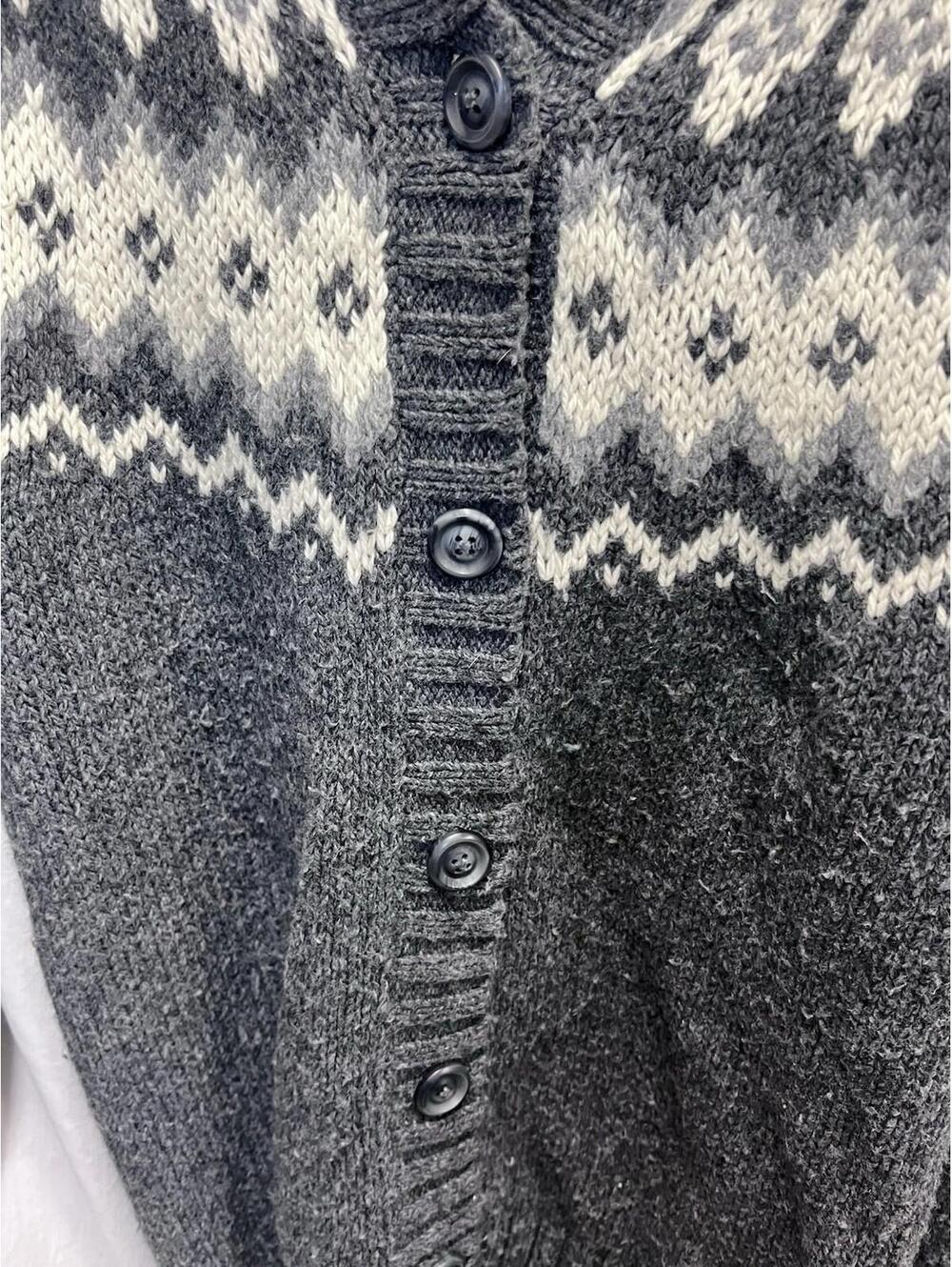 Aerie Womens Nordic Fisherman Cardigan Sweater Knit Grandpa Vintage Winter MED - Picture 4 of 9
